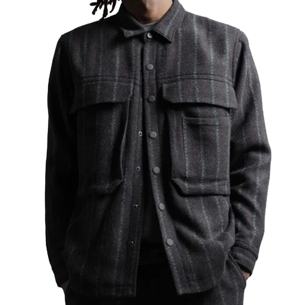 Twenty Montreal NWT Honore Chalk Stripe Woven Shirt Men's XXL Shacket Wool Blend